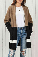 Load image into Gallery viewer, Color Block Dropped Shoulder Longline Cardigan