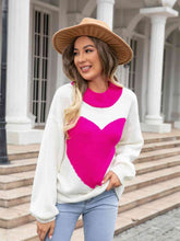 Load image into Gallery viewer, Heart Graphic Round Neck Sweater
