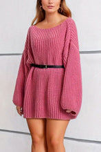 Load image into Gallery viewer, Boat Neck Dropped Shoulder Mini Sweater Dress