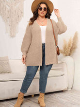 Load image into Gallery viewer, Plus Size Open Front Dropped Shoulder Knit Cardigan