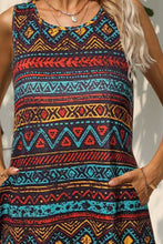 Load image into Gallery viewer, Printed Round Neck Sleeveless Dress with Pockets