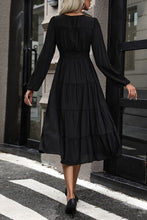 Load image into Gallery viewer, Tiered Ruched Button Up Midi Dress
