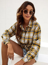 Load image into Gallery viewer, Plaid Collared Neck Button Down Shirt
