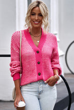 Load image into Gallery viewer, Waffle-Knit Drop Shoulder Button-Down Cardigan