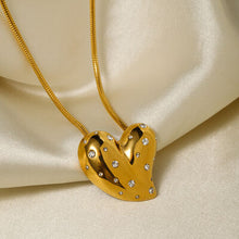 Load image into Gallery viewer, Inlaid Zircon Heart Stainless Steel Necklace