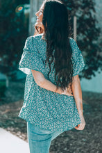 Load image into Gallery viewer, Floral Flare Sleeve Ruffle Hem Top