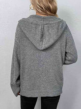 Load image into Gallery viewer, Button Up Drawstring Long Sleeve Hooded Cardigan