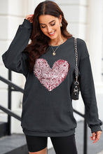 Load image into Gallery viewer, Heart Sequin Round Neck Sweatshirt