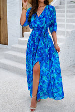 Load image into Gallery viewer, Printed Tied Half Sleeve Slit Dress