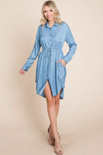 Load image into Gallery viewer, Faith Apparel Button Up Drawstring Shirt Dress