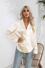 Load image into Gallery viewer, Lapel Collar Button Up Long Sleeve Shirt