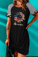 Load image into Gallery viewer, AMERICA US Flag Flower Graphic Twisted Dress
