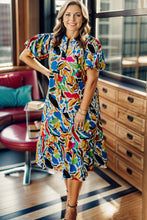 Load image into Gallery viewer, Plus Size Notched Short Sleeve Tiered Dress