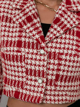 Load image into Gallery viewer, Patterned Button Front Cropped Blazer