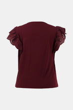 Load image into Gallery viewer, Plus Size Flutter Lace Sleeve Round Neck Top
