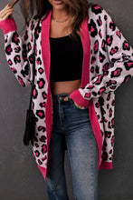 Load image into Gallery viewer, Leopard Contrast Trim Open Front Longline Cardigan