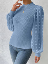 Load image into Gallery viewer, Swiss Dot Waffle-Knit Lantern Sleeve T-Shirt