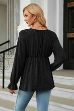 Load image into Gallery viewer, Round Neck Flounce Sleeve Blouse