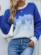 Load image into Gallery viewer, Gradient Dropped Shoulder Round Neck Tunic Sweater