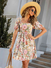 Load image into Gallery viewer, Floral Square Neck Cutout Mini Dress