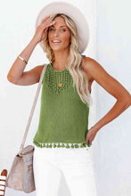 Load image into Gallery viewer, Openwork Tassel Hem Knit Tank