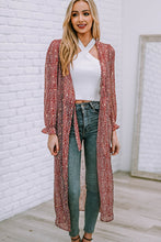 Load image into Gallery viewer, Leopard Tie Waist Flounce Sleeve Cover Up