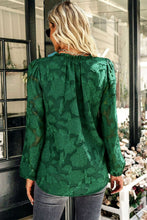 Load image into Gallery viewer, Applique Frill Trim Tie Neck Blouse