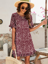 Load image into Gallery viewer, Printed Flounce Sleeve Ruffle Hem Dress
