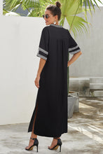 Load image into Gallery viewer, Contrast Side Slit Half Sleeve Dress
