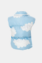 Load image into Gallery viewer, Cloud Print Drawstring Zip-Up Puffer Vest