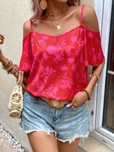 Load image into Gallery viewer, Cold Shoulder Short Flare Sleeve Blouse