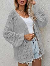 Load image into Gallery viewer, Openwork Button Front Cardigan