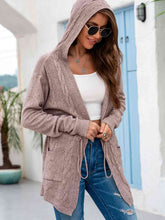 Load image into Gallery viewer, Cable-Knit Drawstring Hooded Cardigan