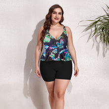 Load image into Gallery viewer, Plus Size Botanical Print Surplice Swim Set