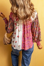 Load image into Gallery viewer, Plus Size Frill Printed V-Neck Long Sleeve Blouse