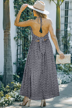 Load image into Gallery viewer, Printed Halter Neck Backless Slit Dress with Pockets