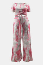 Load image into Gallery viewer, Plus Size Printed Crisscross Tie Front Top and Pants Set