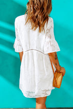Load image into Gallery viewer, Applique V-Neck Flounce Sleeve Mini Dress