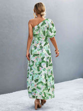 Load image into Gallery viewer, Printed Tie Waist One Shoulder Maxi Dress