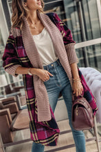 Load image into Gallery viewer, Plaid Open Front Long Sleeve Cardigan
