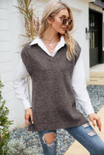 Load image into Gallery viewer, V-Neck Side Slit Sweater Vest