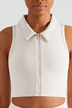 Load image into Gallery viewer, Zip Up Collared Cropped Sports Top