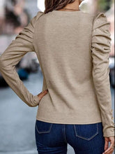 Load image into Gallery viewer, Round Neck Puff Sleeve Sleeve Blouse