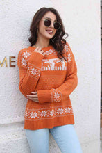 Load image into Gallery viewer, Reindeer & Snowflake Pattern Dropped Shoulder Pullover Sweater