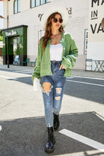 Load image into Gallery viewer, Openwork Pompom Puff Sleeve Cardigan