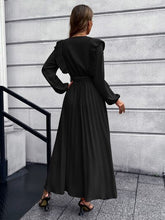 Load image into Gallery viewer, Pleated Surplice Tie Waist Maxi Dress