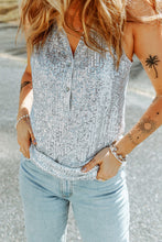 Load image into Gallery viewer, Sequin Button Front V-Neck Tank