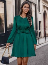 Load image into Gallery viewer, Twisted Round Neck Long Sleeve Dress