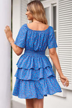 Load image into Gallery viewer, Floral Smocked Short Sleeve Layered Dress