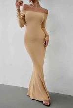 Load image into Gallery viewer, Off-Shoulder Long Sleeve Maxi Dress